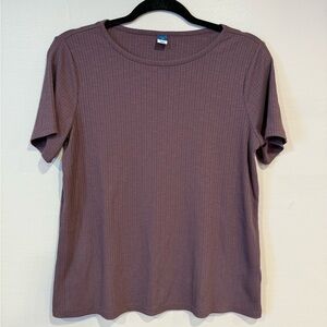 Old Navy Short-Sleeve Luxe Crew-Neck Rib-Knit Purple T-Shirt Size Small